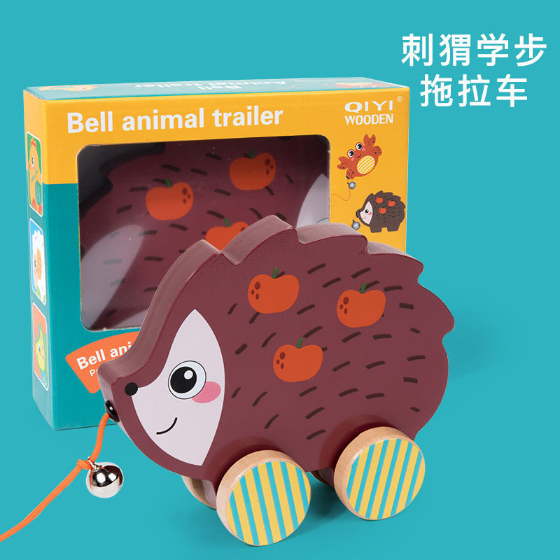 Children's Wooden Animal Trailer Puppy Tractor Shape Cognitive Pull Cord Baby Toddler Toy Stroller