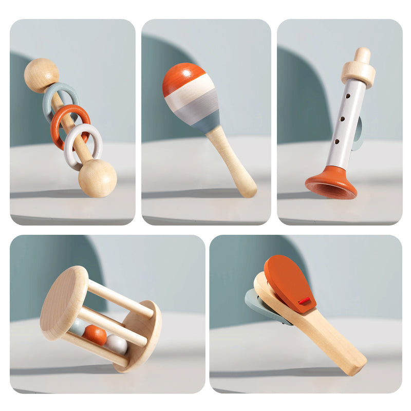 Orff Bell Baby Hand-Held Bell Infant Rattle Musical Instrument Toy Infant Early Education Soothing Bed