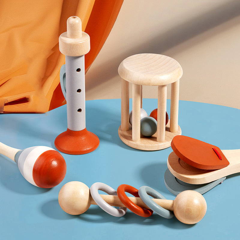 Orff Bell Baby Hand-Held Bell Infant Rattle Musical Instrument Toy Infant Early Education Soothing Bed