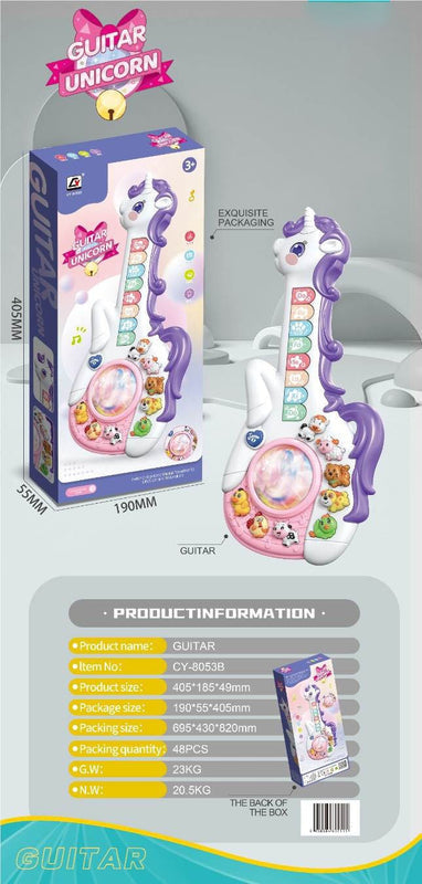 Cross-Border New Model Unicorn Cartoon Guitar, Playable Enlightenment Musical Instrument, Baby Early Education Music Guitar Toy