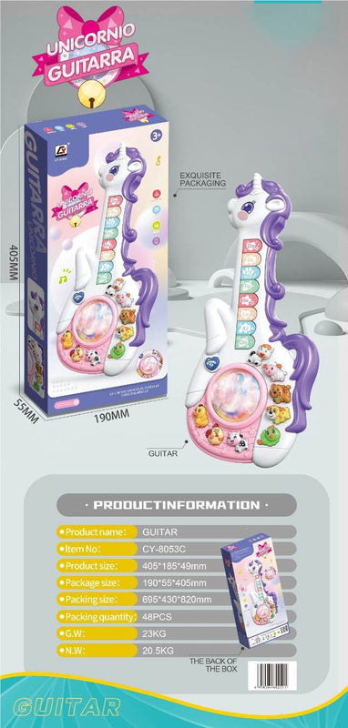 Cross-Border New Model Unicorn Cartoon Guitar, Playable Enlightenment Musical Instrument, Baby Early Education Music Guitar Toy