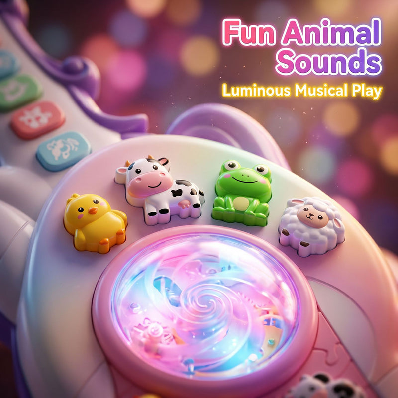 Cross-Border New Model Unicorn Cartoon Guitar, Playable Enlightenment Musical Instrument, Baby Early Education Music Guitar Toy