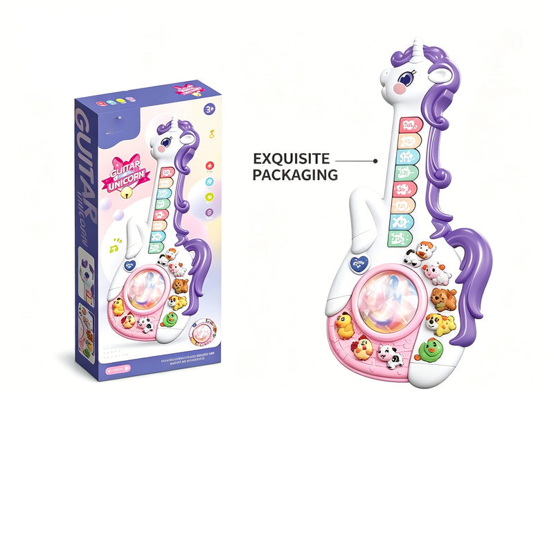 Cross-Border New Model Unicorn Cartoon Guitar, Playable Enlightenment Musical Instrument, Baby Early Education Music Guitar Toy