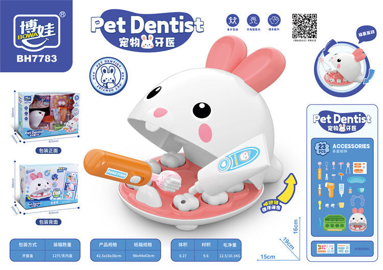 Pet Rabbit Dentist Set Timeout Simulation Animal Dog Teeth Nurse Pretend Play Children's Educational Toys Wholesale