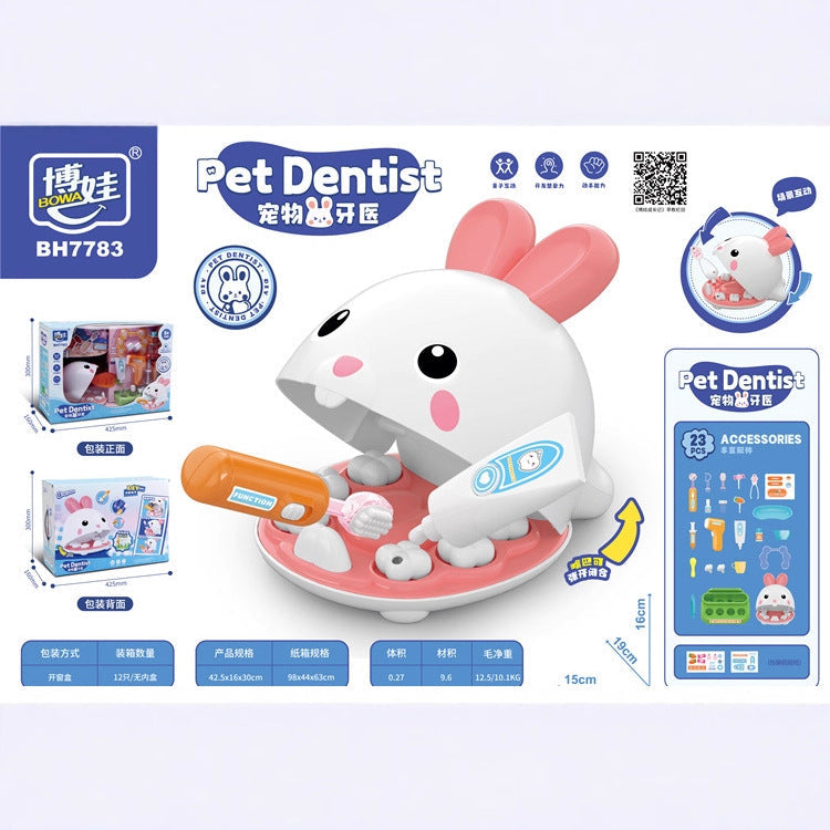 Pet Rabbit Dentist Set Timeout Simulation Animal Dog Teeth Nurse Pretend Play Children's Educational Toys Wholesale
