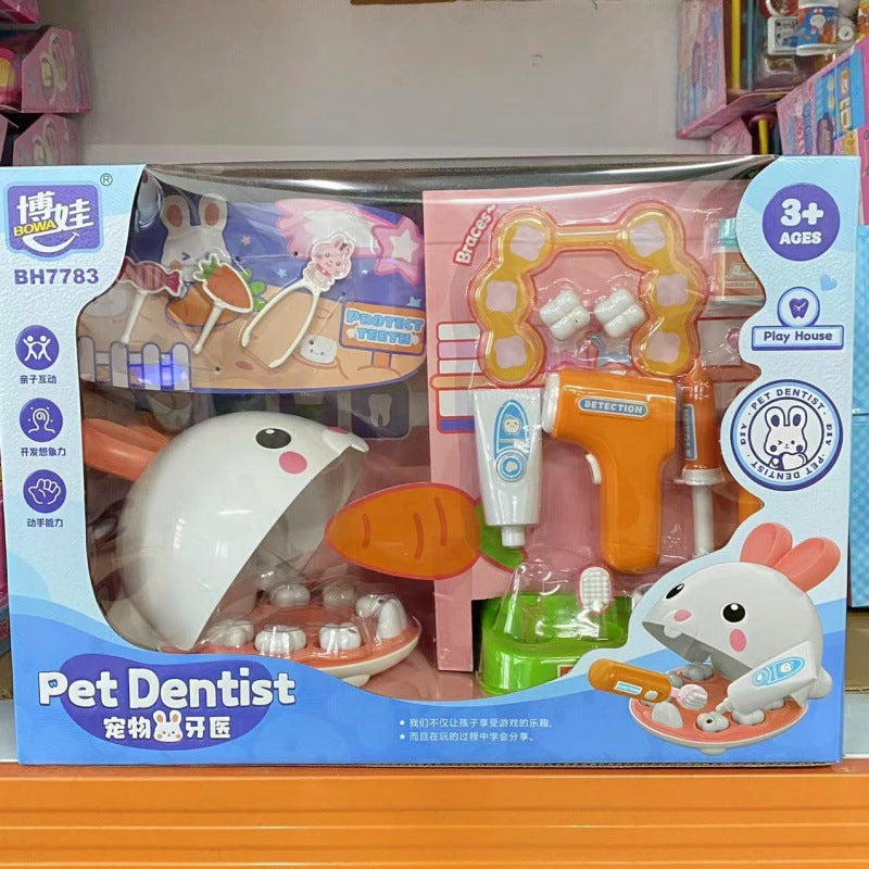 Pet Rabbit Dentist Set Timeout Simulation Animal Dog Teeth Nurse Pretend Play Children's Educational Toys Wholesale