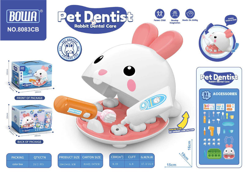 Pet Rabbit Dentist Set Timeout Simulation Animal Dog Teeth Nurse Pretend Play Children's Educational Toys Wholesale