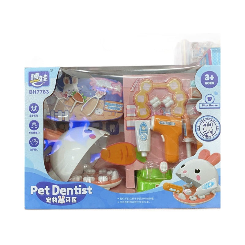 Pet Rabbit Dentist Set Timeout Simulation Animal Dog Teeth Nurse Pretend Play Children's Educational Toys Wholesale