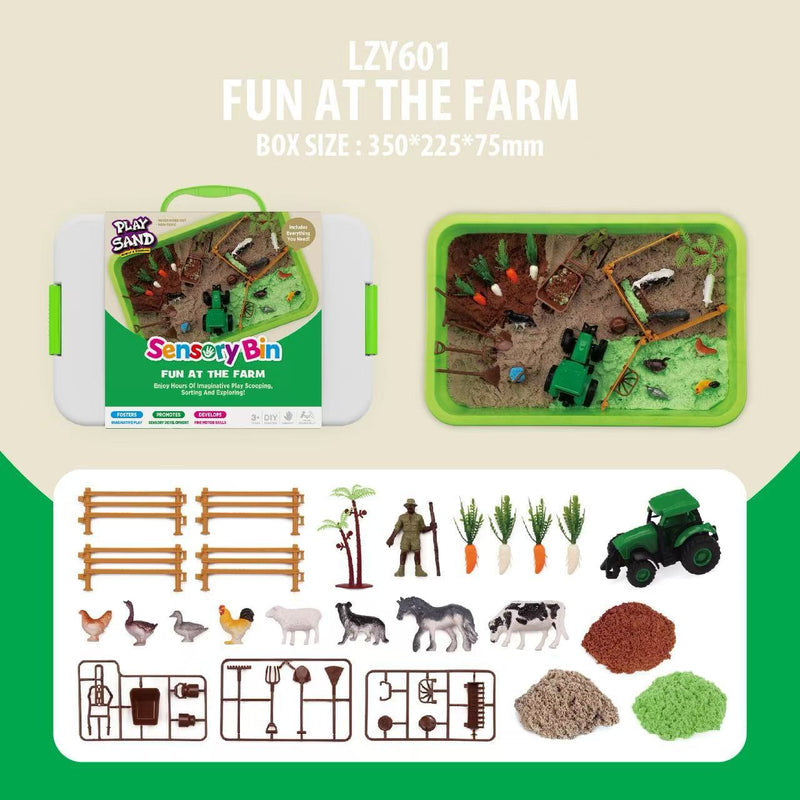 Cross-Border New Space Sand Cognitive Storage Box Cake Bioengineering Vehicle Color Sand Sensory Box Indoor Sand Pool Tools
