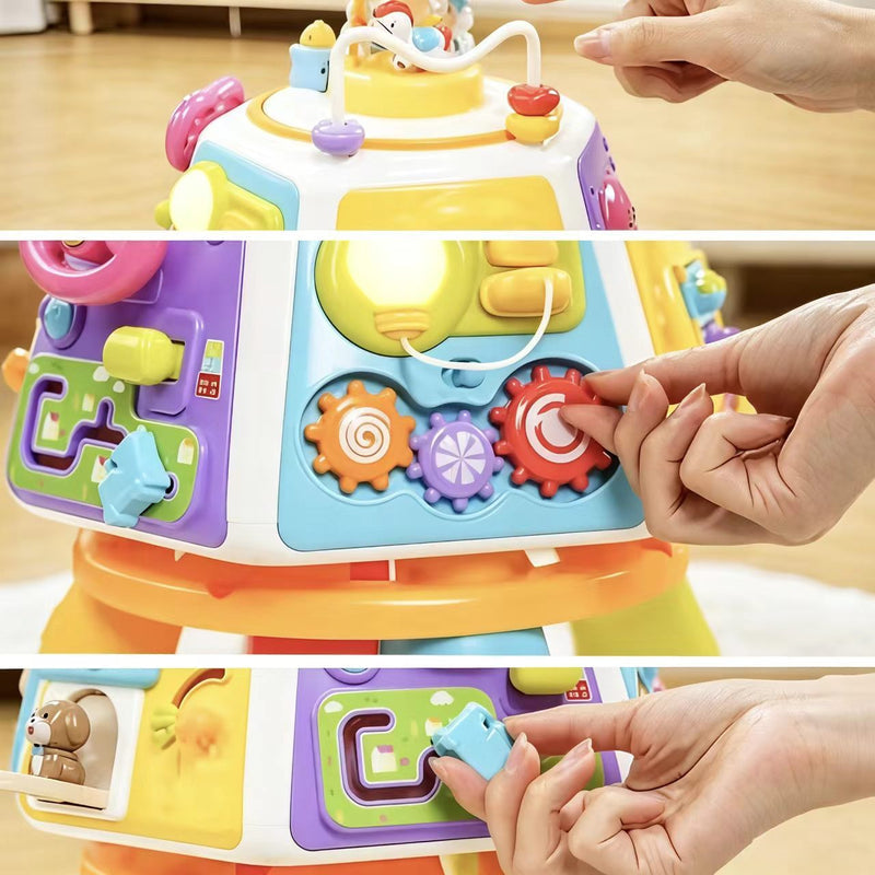 Kids’ Multifunction Early Learning Game Table, Educational Puzzle Toy, Baby Music Octahedron Treasure Chest, Birthday Gift Toy