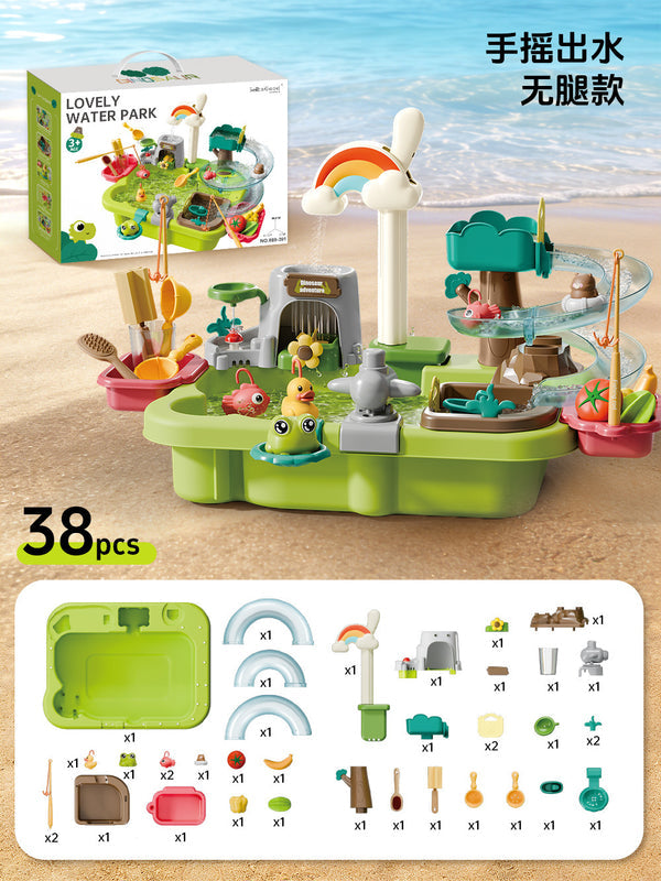 Pretend Play Water Bath Toys, Kitchen Pretend Play Electric Water Dispenser, Fishing Platform, Boys and Girls Vegetable Washing Basin