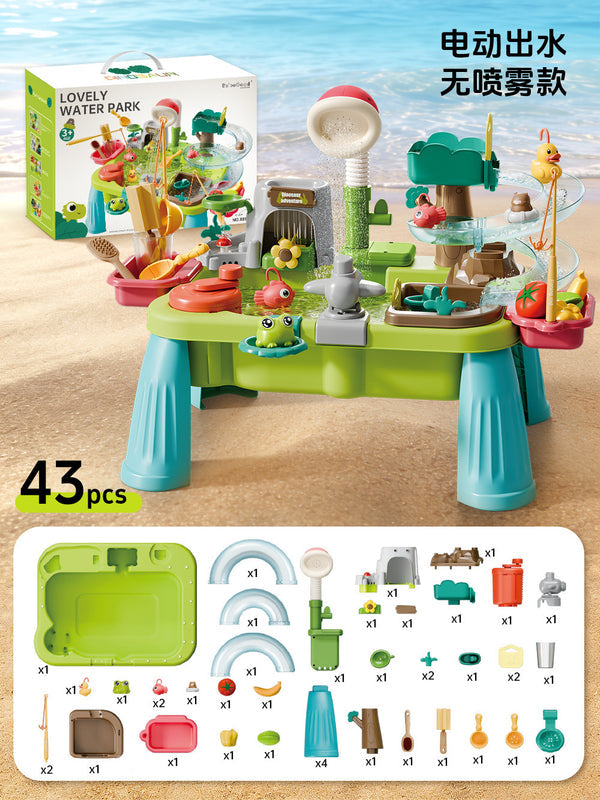 Pretend Play Water Bath Toys, Kitchen Pretend Play Electric Water Dispenser, Fishing Platform, Boys and Girls Vegetable Washing Basin