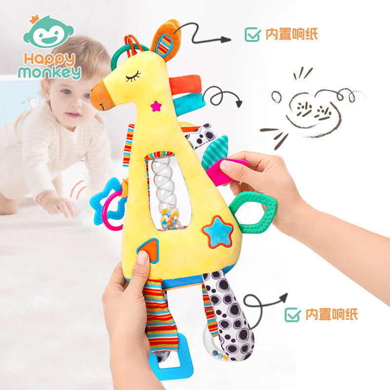 Happy Monkey Baby Toy 0 to 1 Years Old Multifunctional Grasping Training Hourglass Toy Stroller Hanging Bed Hanging Toy