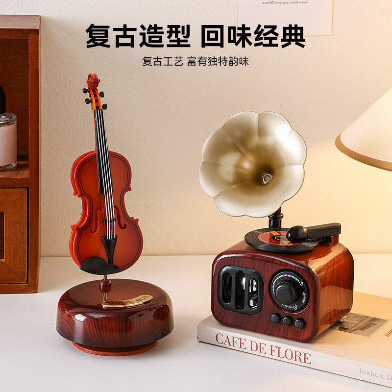 Retro Phonograph Desktop Decoration Advanced Sense Niche Music Box Music Box Living Room Bedroom Nostalgic Home Decoration