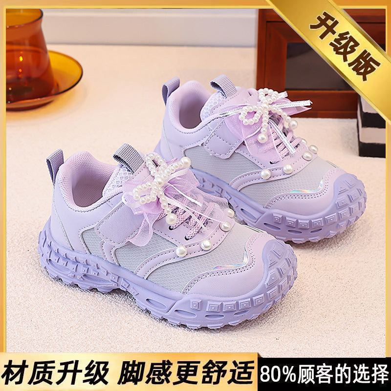 Girls Shoes 2026 Autumn New Style Trendy Best-Seller Kids Running Sneakers for Girls, Princess Chunky Dad Shoes, Dirt-Resistant