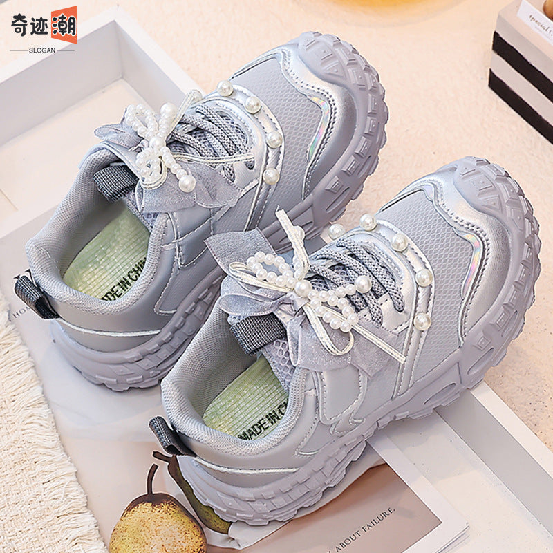 Girls Shoes 2026 Autumn New Style Trendy Best-Seller Kids Running Sneakers for Girls, Princess Chunky Dad Shoes, Dirt-Resistant