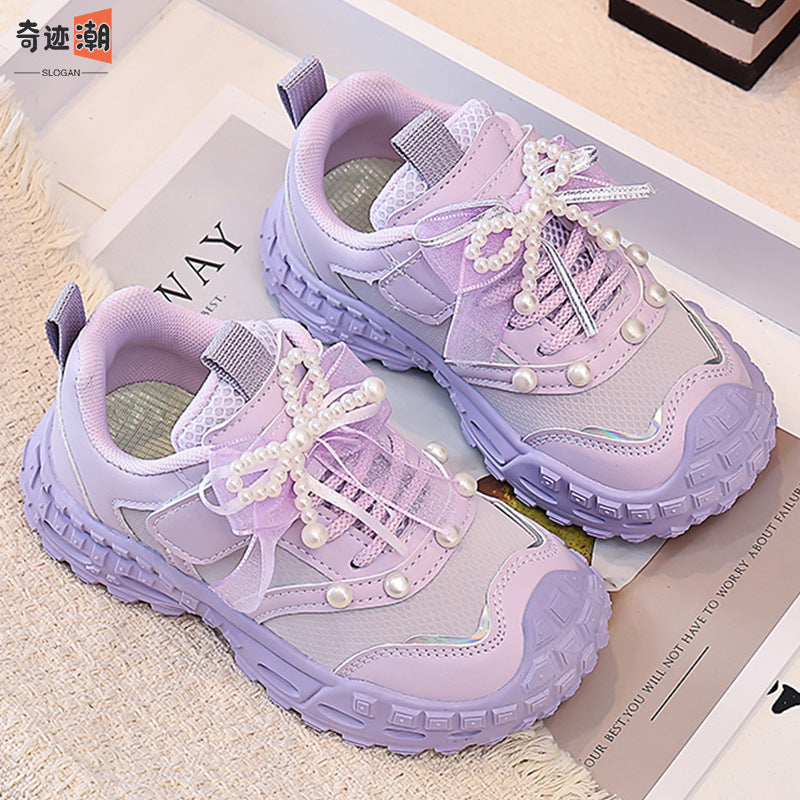 Girls Shoes 2026 Autumn New Style Trendy Best-Seller Kids Running Sneakers for Girls, Princess Chunky Dad Shoes, Dirt-Resistant