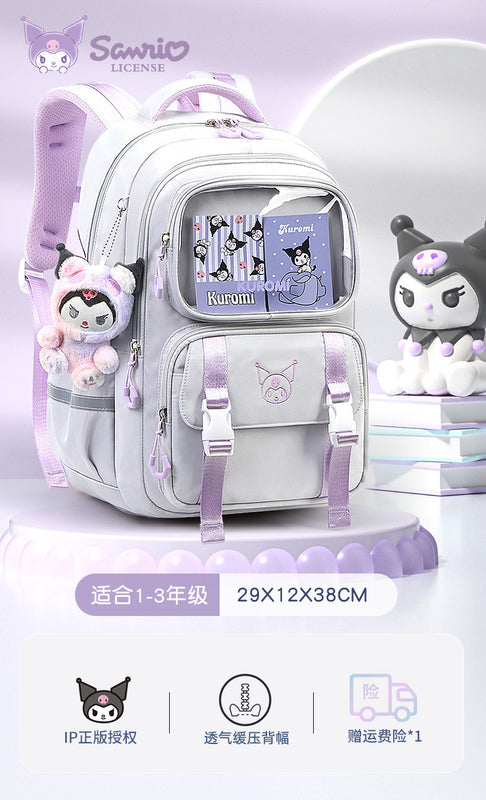 New Kuromi Backpack, for 1st Grade Students, Girls, Kids, Orthopedic/Back-Support, Lightweight, Pressure-Relief