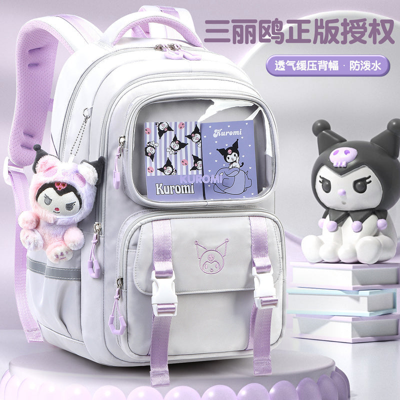 New Kuromi Backpack, for 1st Grade Students, Girls, Kids, Orthopedic/Back-Support, Lightweight, Pressure-Relief
