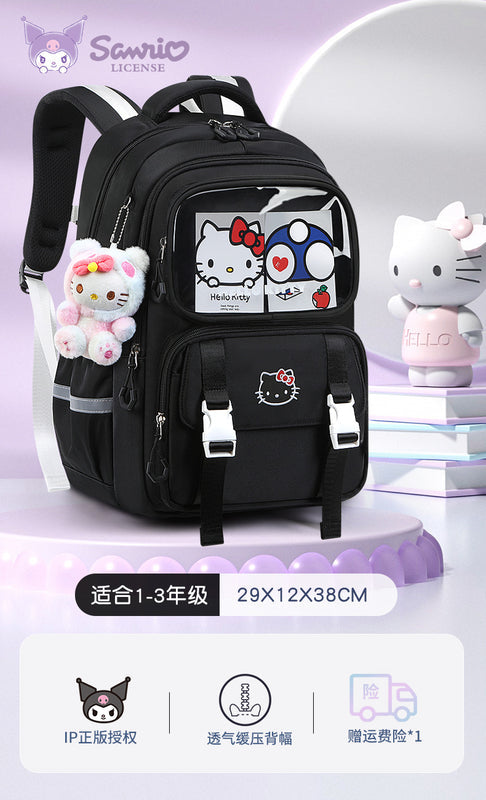 New Kuromi Backpack, for 1st Grade Students, Girls, Kids, Orthopedic/Back-Support, Lightweight, Pressure-Relief