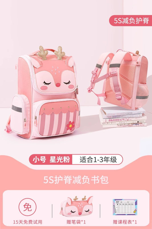 Cute Kids Backpack for Elementary Girls (1–3–6 Years) – Ultra-Light, Weight-Relief School Bag, Cross-Border Wholesale