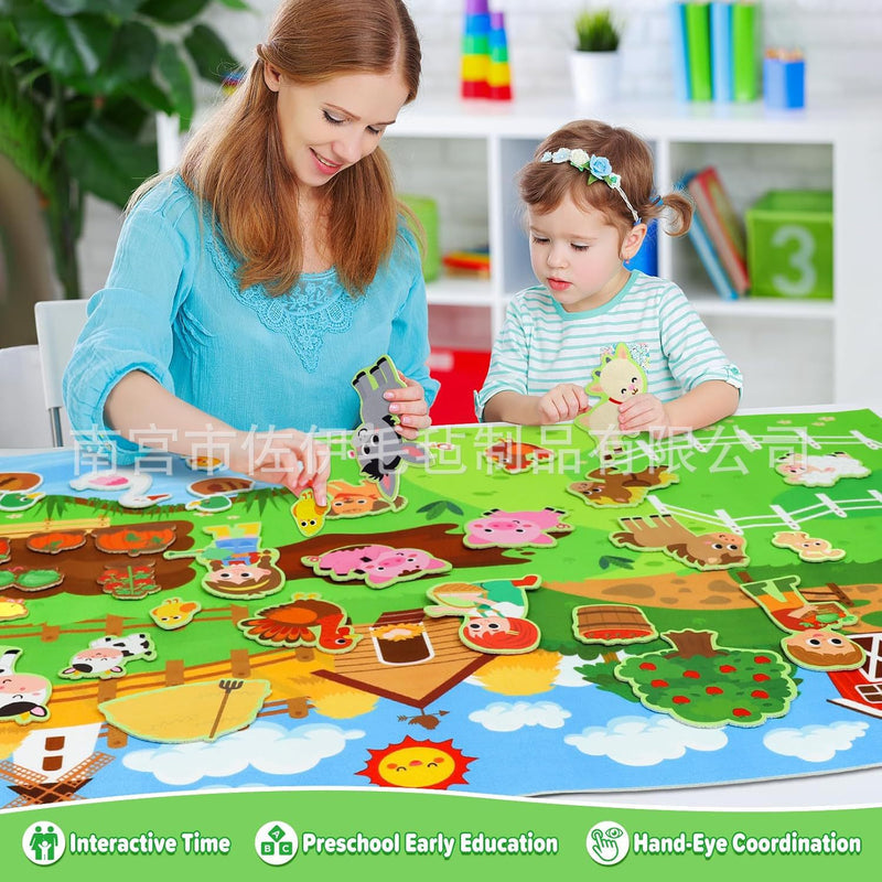 Cross-Border Amazon Preschool Educational Toy—Animal Planet Wall Hanging, Kids Early Learning Montessori Felt Story Board