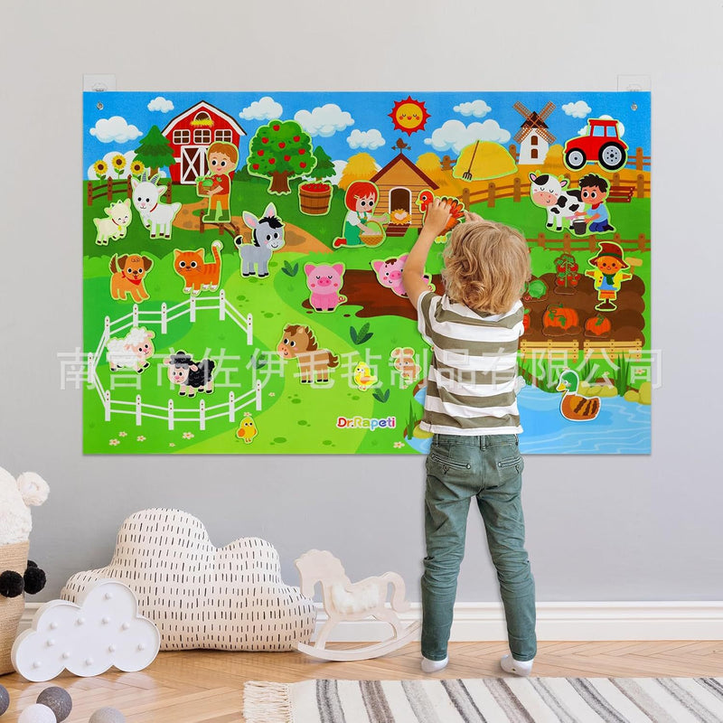 Cross-Border Amazon Preschool Educational Toy—Animal Planet Wall Hanging, Kids Early Learning Montessori Felt Story Board
