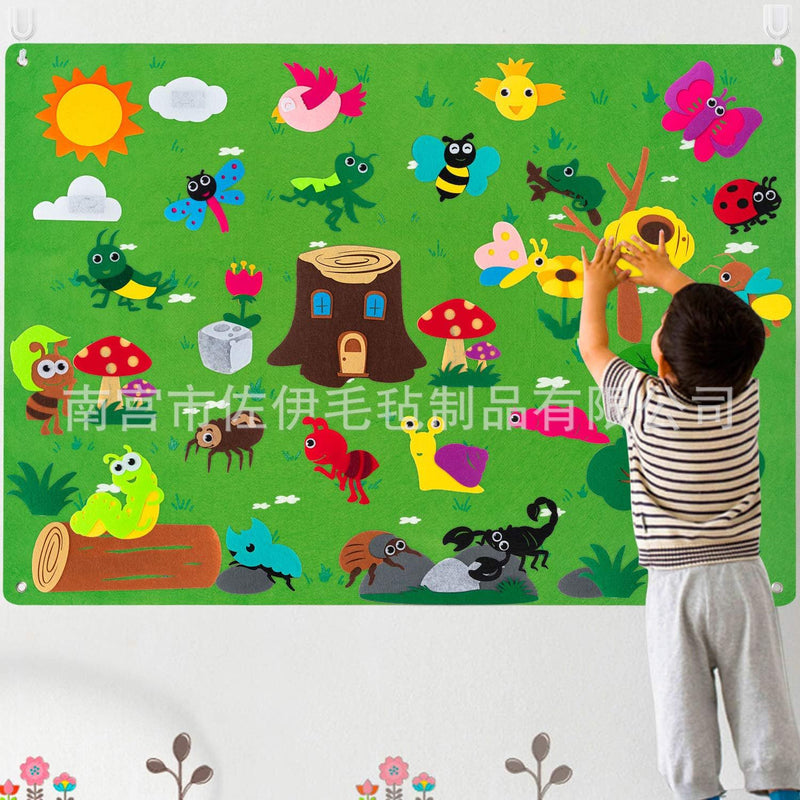 Cross-Border Amazon Preschool Educational Toy—Animal Planet Wall Hanging, Kids Early Learning Montessori Felt Story Board