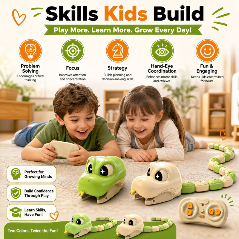 Remote Control Snake Toy for Kids, Electric Toy Car with Magnetic Snake, Parent-Child Interactive Game Toy (Cross-Border)