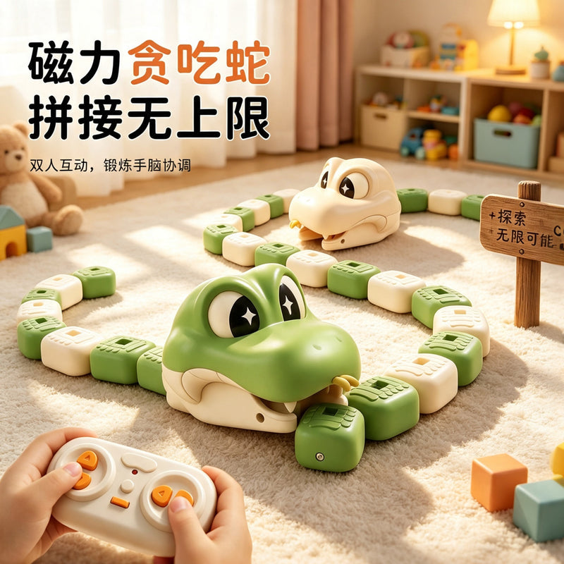 Remote Control Snake Toy for Kids, Electric Toy Car with Magnetic Snake, Parent-Child Interactive Game Toy (Cross-Border)