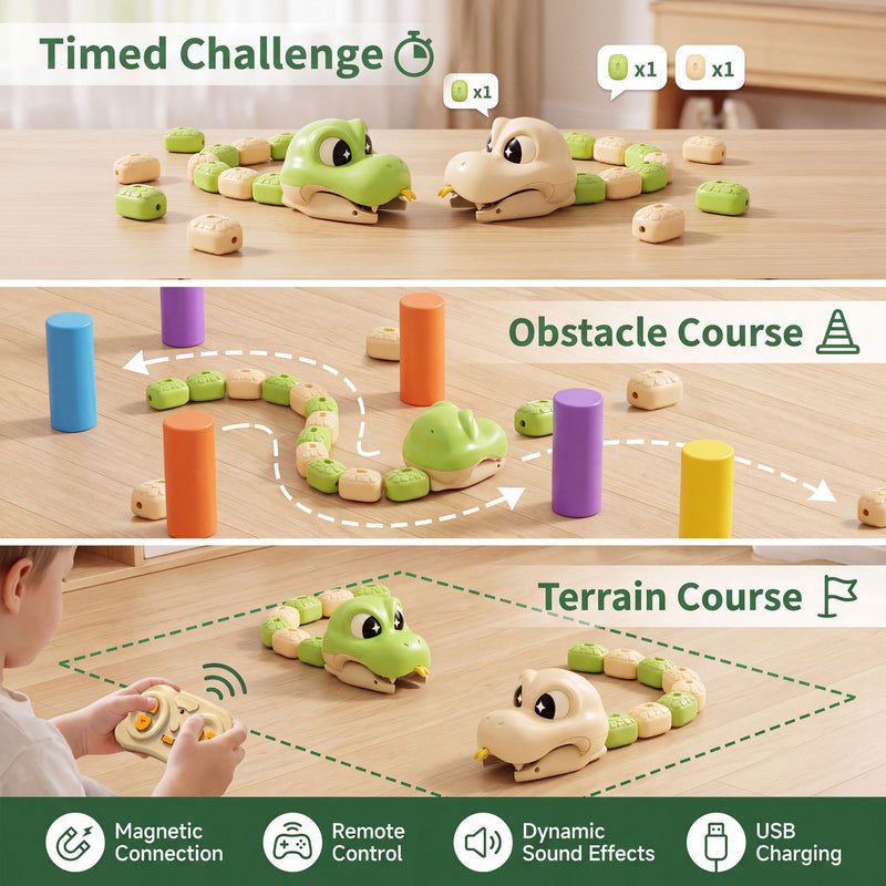 Remote Control Snake Toy for Kids, Electric Toy Car with Magnetic Snake, Parent-Child Interactive Game Toy (Cross-Border)