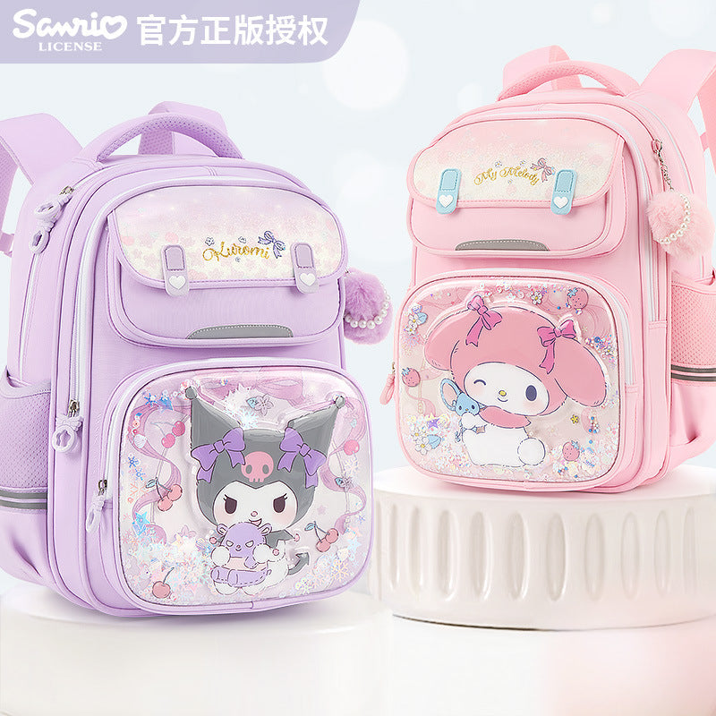 Kuromi Backpack for Girls, New 2025 Style for Elementary School (Grades 1–3), Orthopedic Support Lightweight Schoolbag for Kids, Double Shoulder Bag