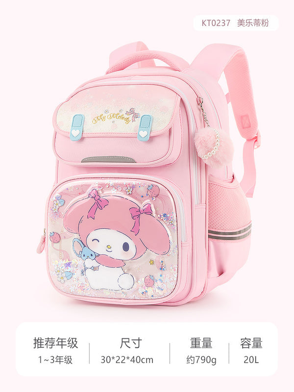 Kuromi Backpack for Girls, New 2025 Style for Elementary School (Grades 1–3), Orthopedic Support Lightweight Schoolbag for Kids, Double Shoulder Bag
