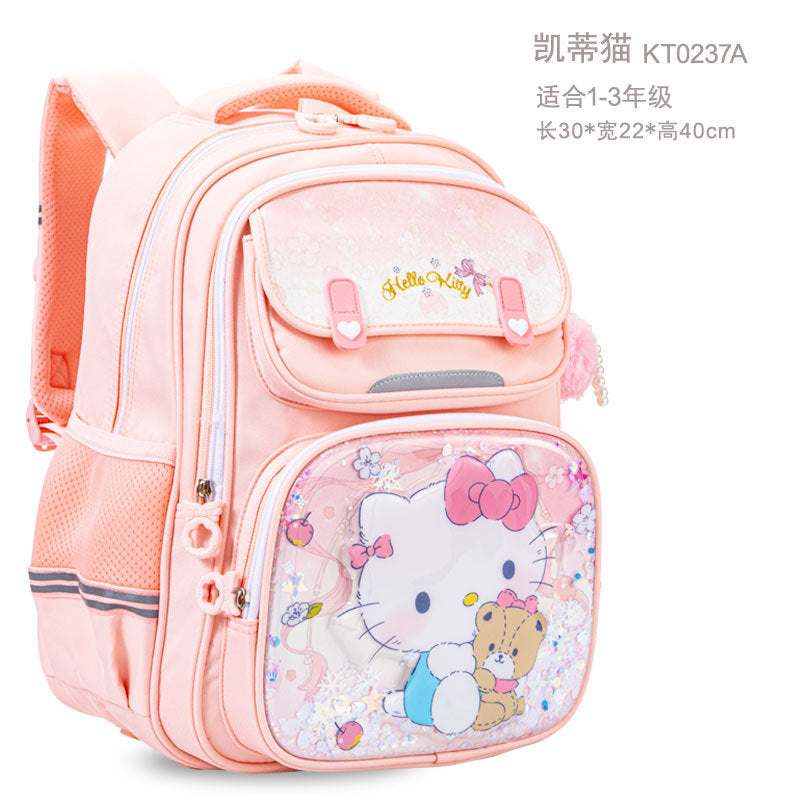 Kuromi Backpack for Girls, New 2025 Style for Elementary School (Grades 1–3), Orthopedic Support Lightweight Schoolbag for Kids, Double Shoulder Bag