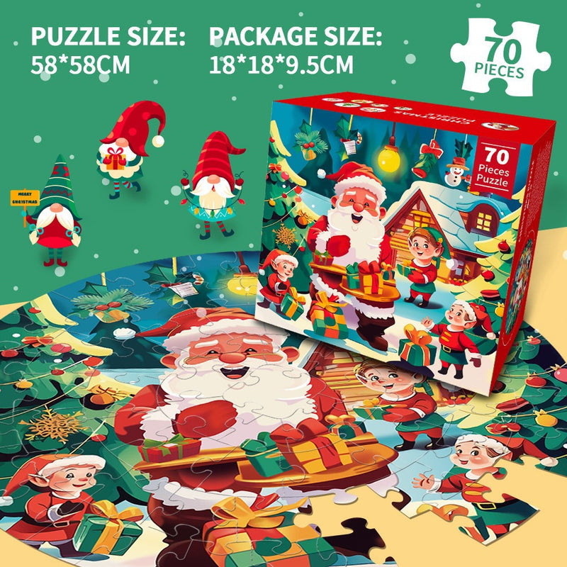 Round Cross-Border Blue Cardstock 70-Piece Puzzle Set—Space Night Glow Jigsaw Puzzle for Kids, Educational Fun Puzzle Toy