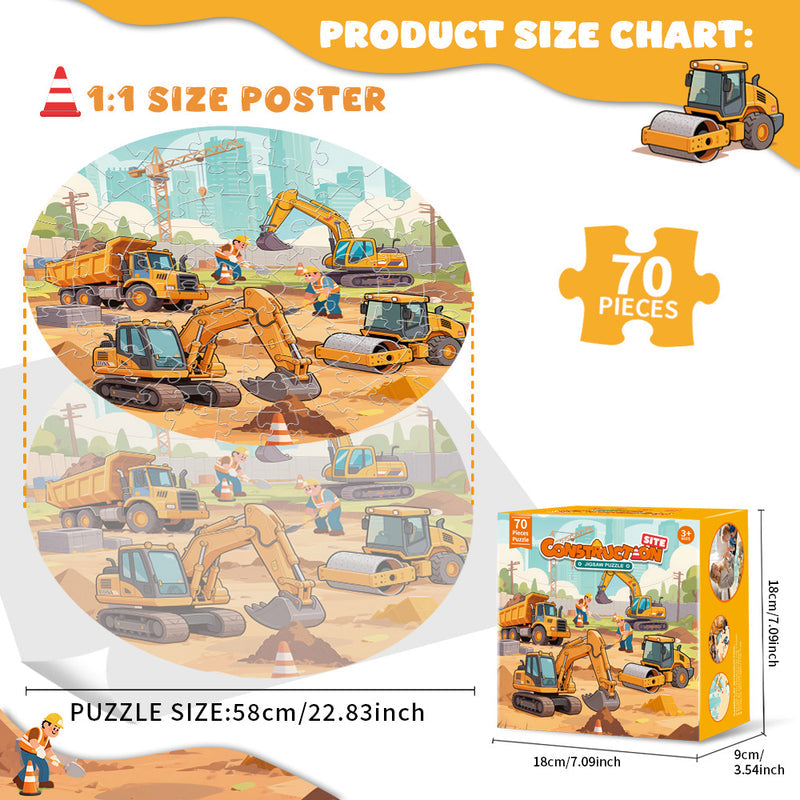 Round Cross-Border Blue Cardstock 70-Piece Puzzle Set—Space Night Glow Jigsaw Puzzle for Kids, Educational Fun Puzzle Toy