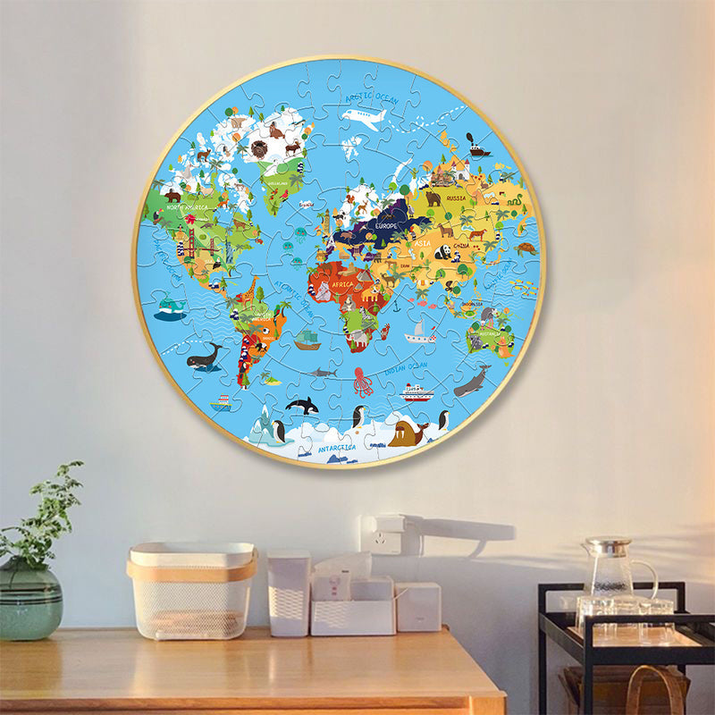 Round Cross-Border Blue Cardstock 70-Piece Puzzle Set—Space Night Glow Jigsaw Puzzle for Kids, Educational Fun Puzzle Toy
