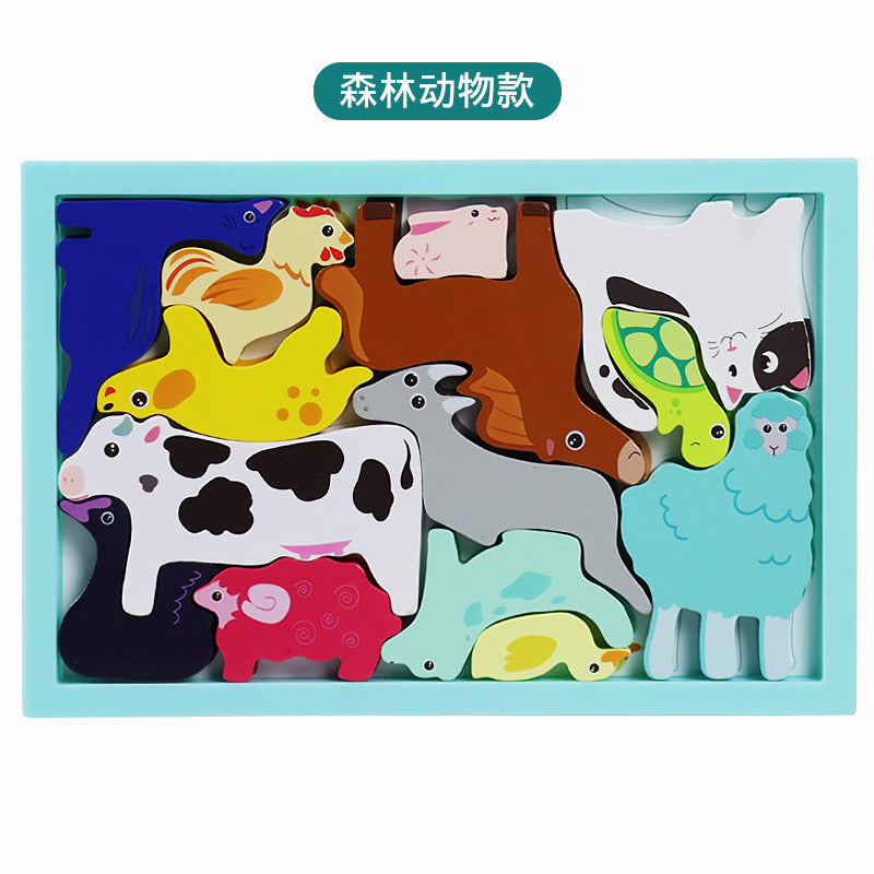 Kids Educational Early Learning Toy Letter 3D Puzzle, Animal Cognition 3D Stacking Puzzle Blocks, Balance Stacking Building Toy (Wholesale)