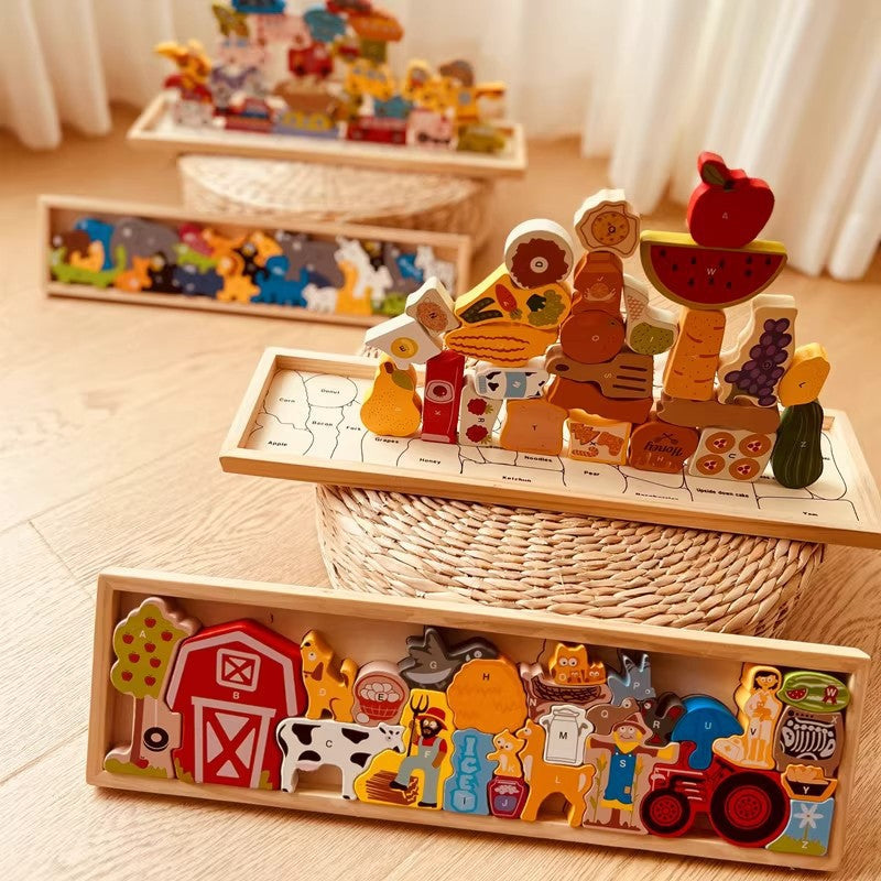 Kids Educational Early Learning Toy Letter 3D Puzzle, Animal Cognition 3D Stacking Puzzle Blocks, Balance Stacking Building Toy (Wholesale)