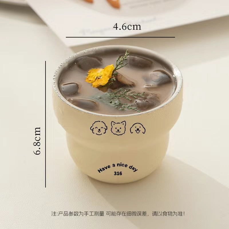 304 Stainless Steel Coffee Cup Food Grade Household Cartoon Drinking Cup for Students and Office Workers Student Water Cup