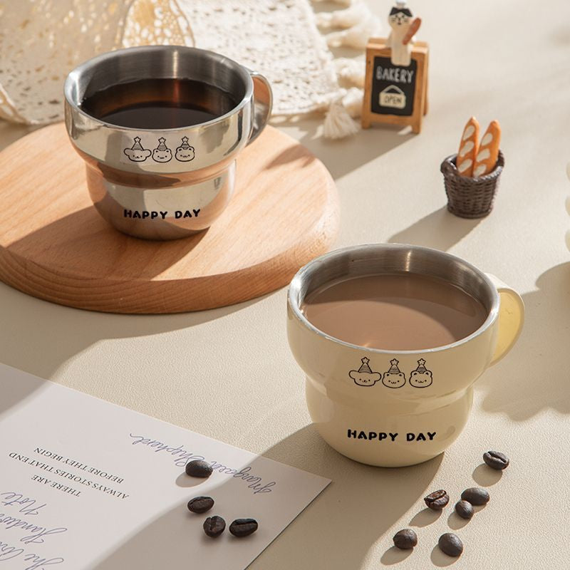 304 Stainless Steel Coffee Cup Food Grade Household Cartoon Drinking Cup for Students and Office Workers Student Water Cup