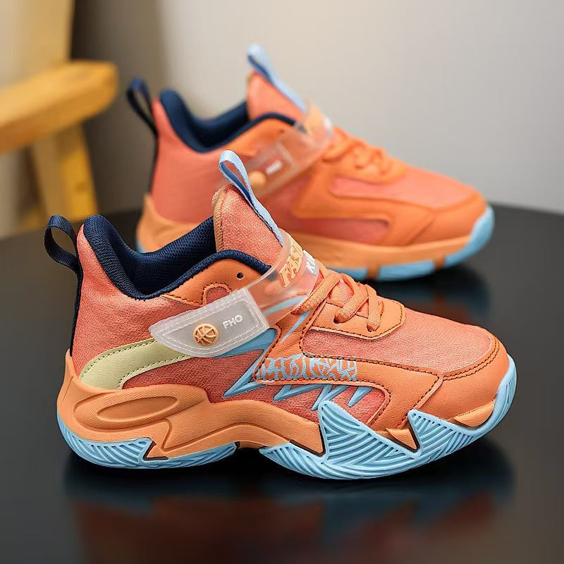 Children's Basketball Shoes 2026 Spring and Autumn Models Boys' Non-Slip Breathable Sports Shoes Primary School Students' Wear-Resistant Running Shoes Physical Wholesale