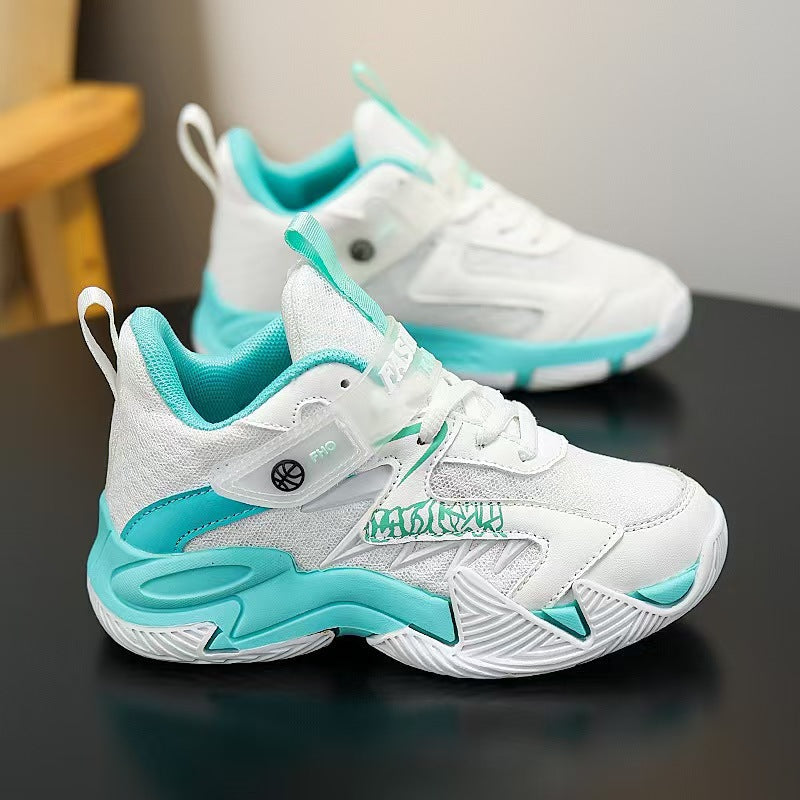 Children's Basketball Shoes 2026 Spring and Autumn Models Boys' Non-Slip Breathable Sports Shoes Primary School Students' Wear-Resistant Running Shoes Physical Wholesale