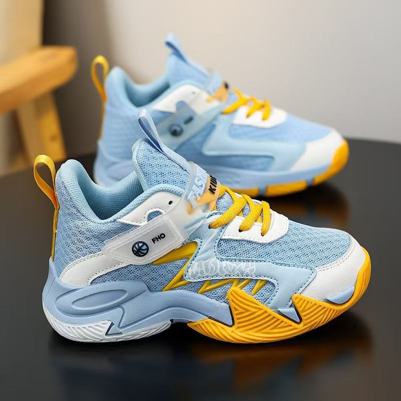 Children's Basketball Shoes 2026 Spring and Autumn Models Boys' Non-Slip Breathable Sports Shoes Primary School Students' Wear-Resistant Running Shoes Physical Wholesale