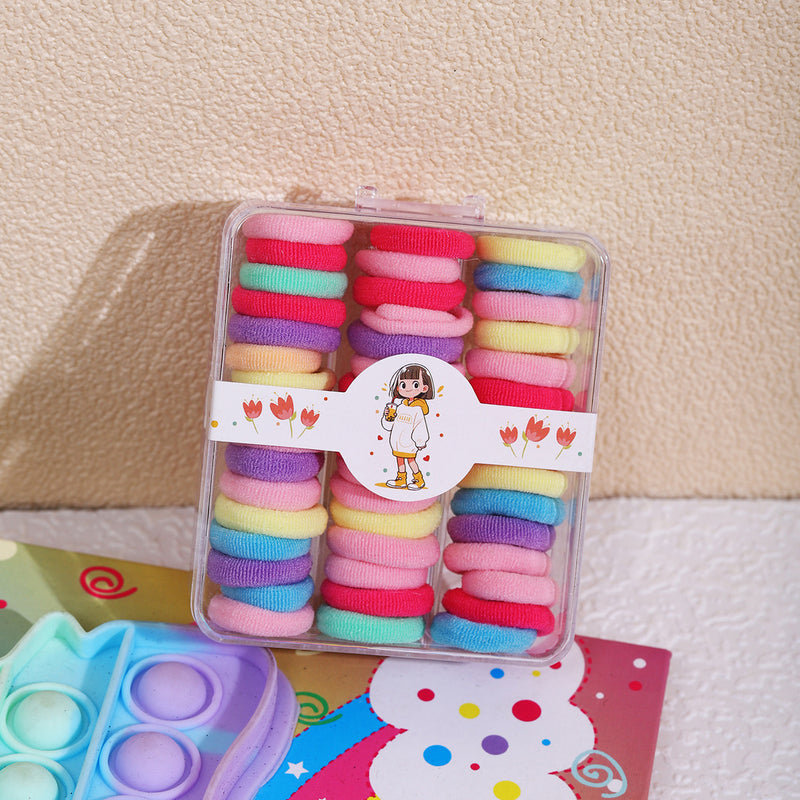 Children's Colorful Hair Ties, Threaded Elastic Bands That Don'T Damage Hair, High Elasticity Thumb-Sized Hair Ties, Girls' Hair Ropes, Hair Accessories