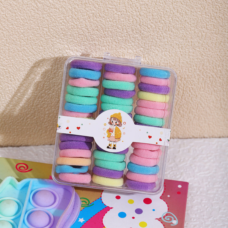 Children's Colorful Hair Ties, Threaded Elastic Bands That Don'T Damage Hair, High Elasticity Thumb-Sized Hair Ties, Girls' Hair Ropes, Hair Accessories