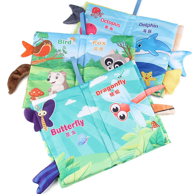 Baby Baby Sea, Land and Air Tail Cloth Book Chinese and English Ocean Forest Flying Animal Palm Book Early Education Toys