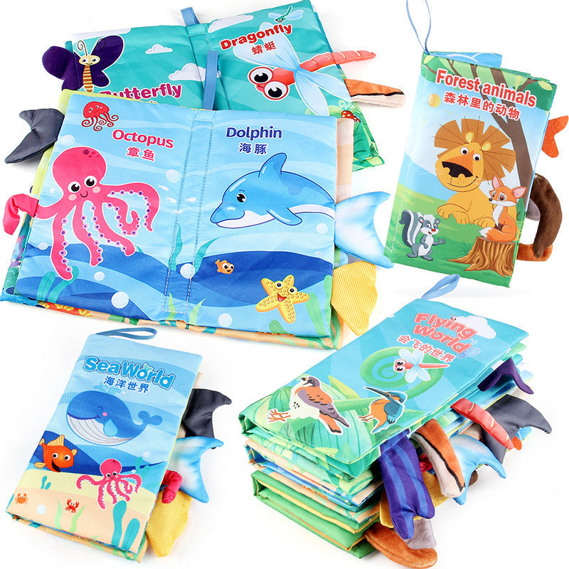 Baby Baby Sea, Land and Air Tail Cloth Book Chinese and English Ocean Forest Flying Animal Palm Book Early Education Toys