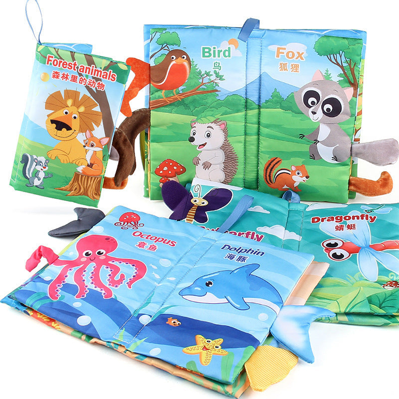 Baby Baby Sea, Land and Air Tail Cloth Book Chinese and English Ocean Forest Flying Animal Palm Book Early Education Toys