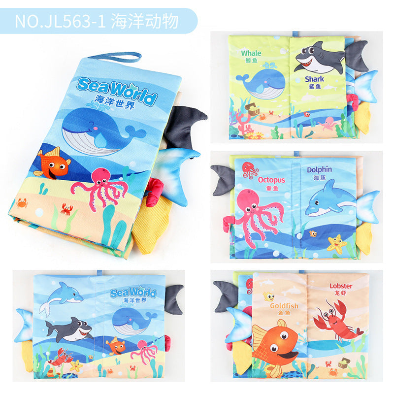 Baby Baby Sea, Land and Air Tail Cloth Book Chinese and English Ocean Forest Flying Animal Palm Book Early Education Toys